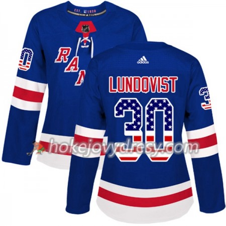 Dámské Hokejový Dres New York Rangers Henrik Lundqvist 30 2017-2018 USA Flag Fashion Modrá Adidas Authentic